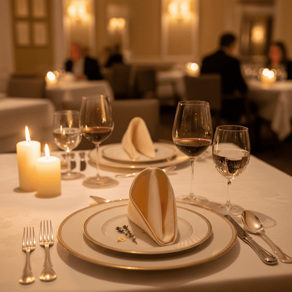 Fine dining table setting detail