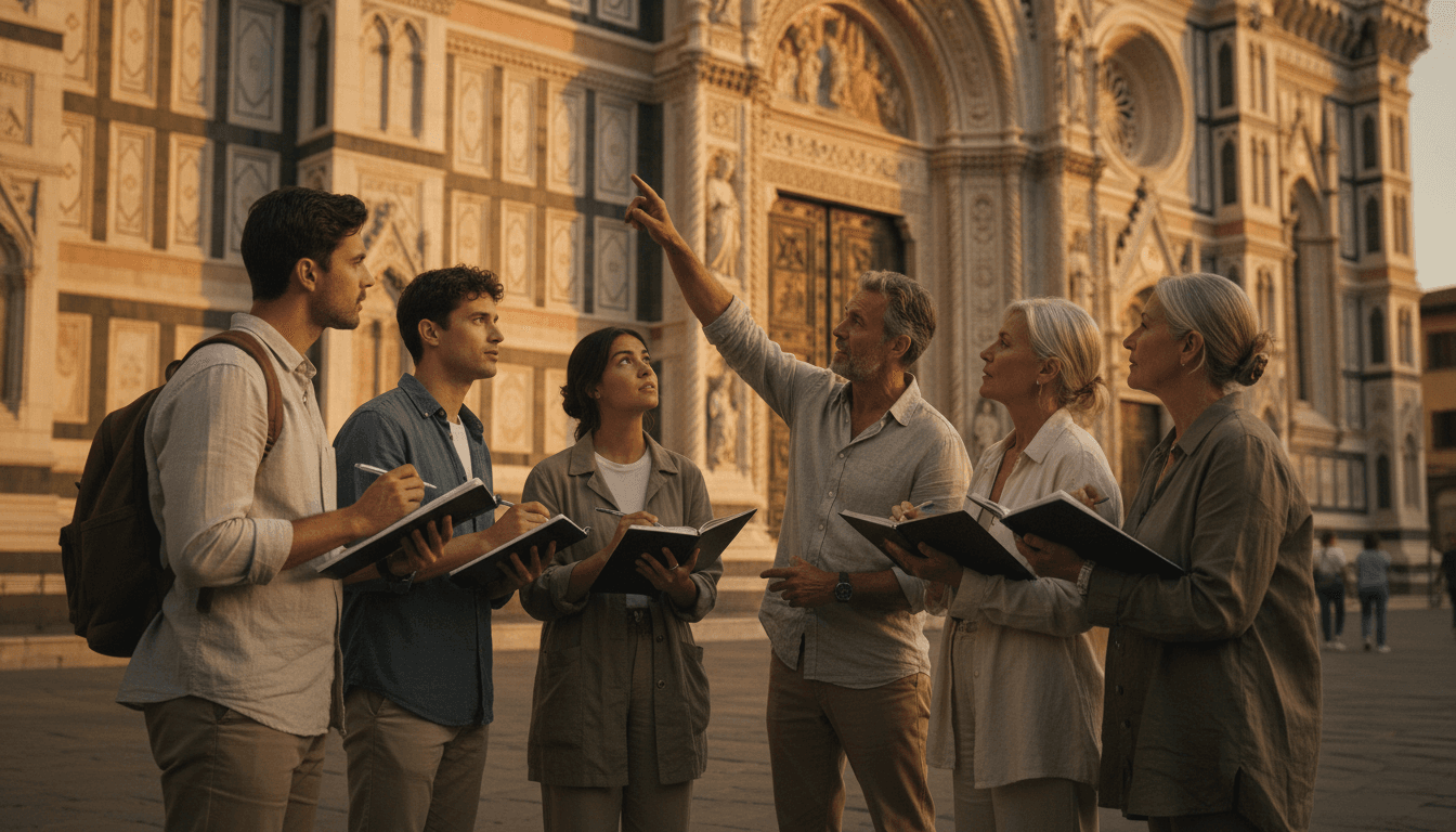 Small group tour with local guide at European landmark