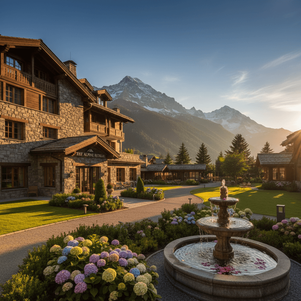 Luxury Alpine hotel with mountain views